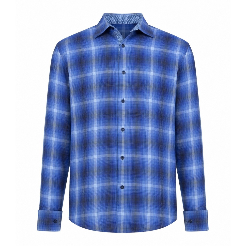 Tailorbyrd Mens XL Classic Fit Blue Plaid Long Sleeve Button Down Cotton Shirt